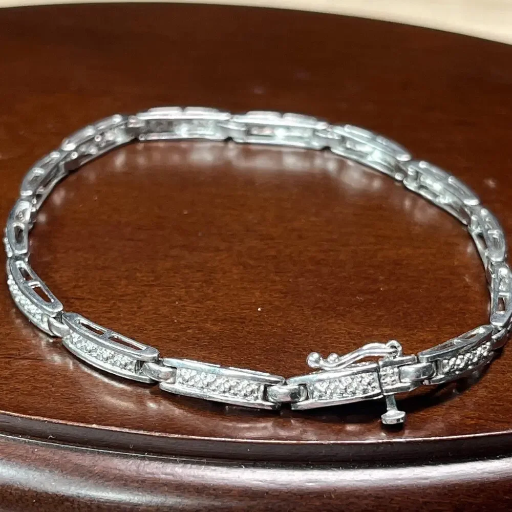 Banter Piercing Pagoda STERLING SILVER 925 Tennis Bracelet Linked Panel No Stone